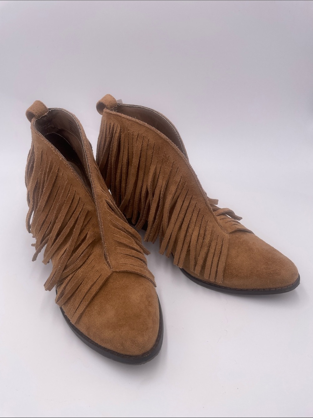 Coconuts by Matisse Tan Suede Fringe Ankle Boots